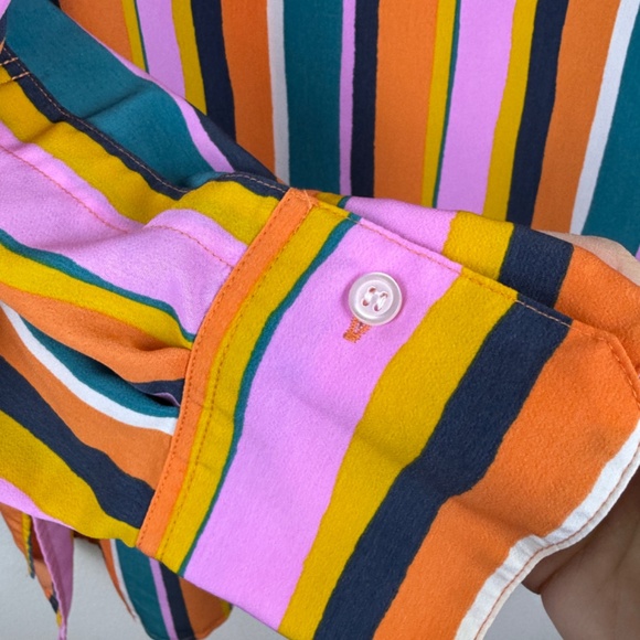 DUBGEE BY WHOOPI Multicolor Vertical Striped Casual Button Up Top / Size Plus 3X - Picture 12 of 15